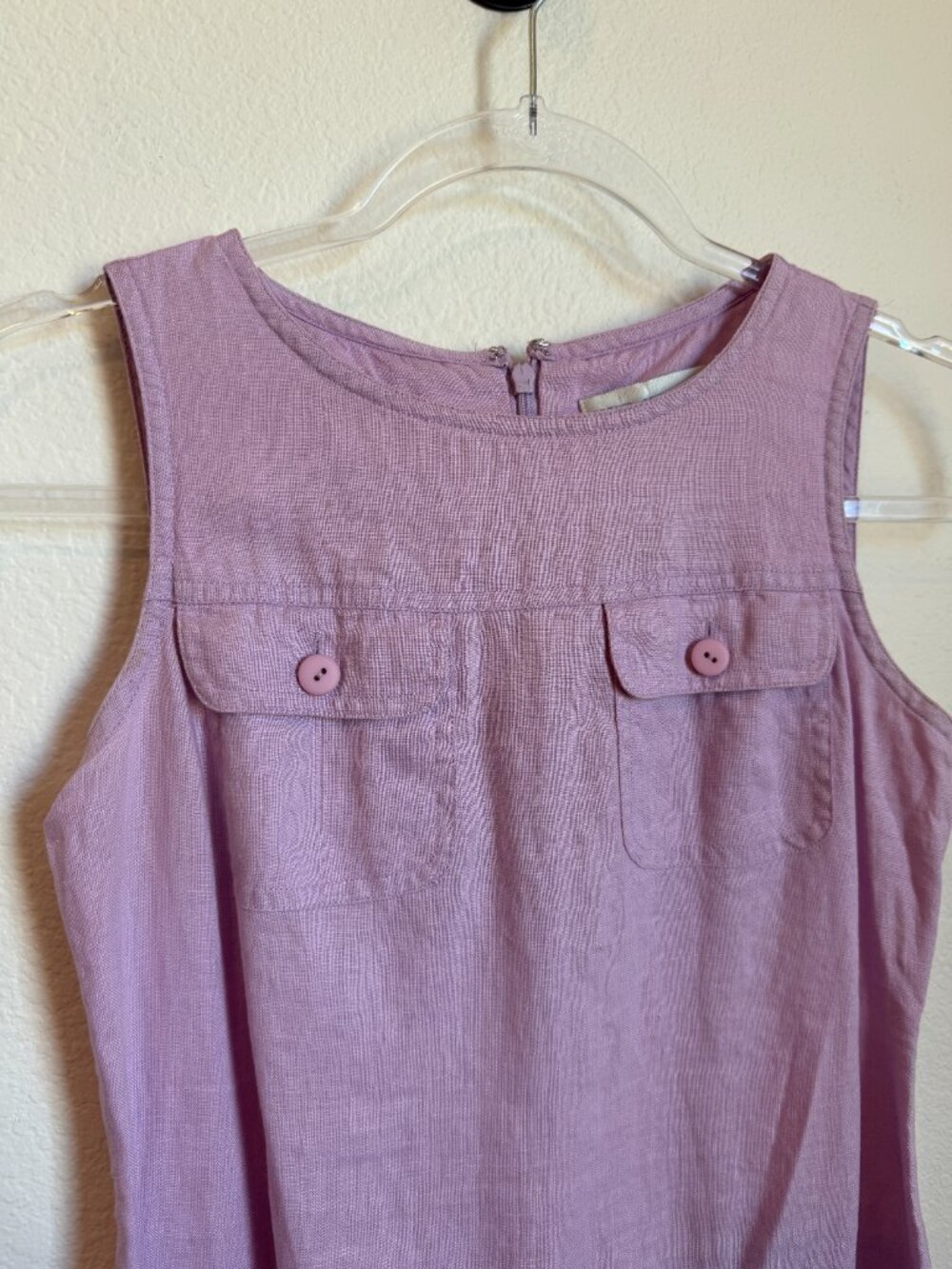Vintage Petite Sophisticate 100% Linen Lilac Purple Midi Length Dress Women's 0 - Picture 4 of 9